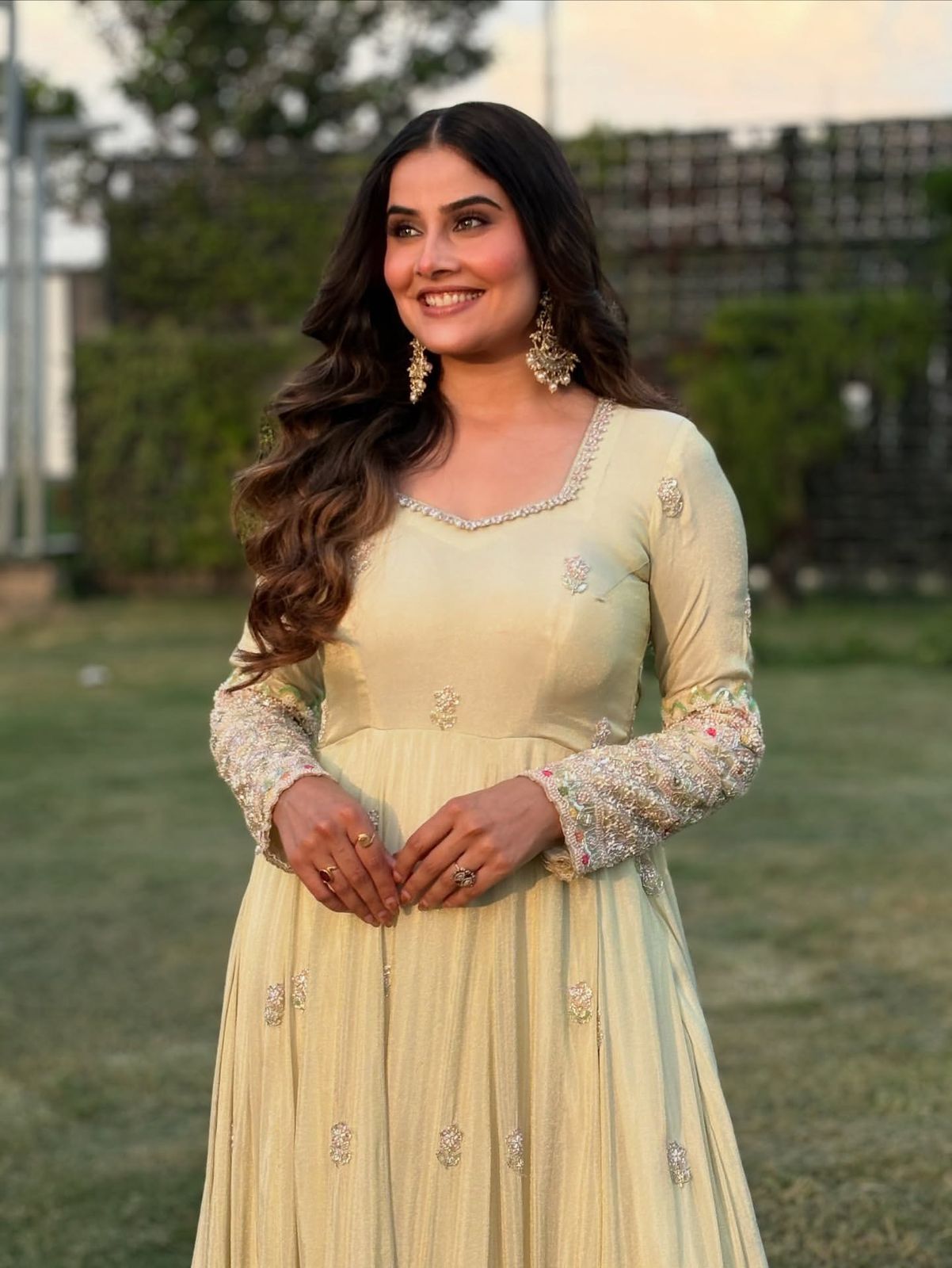 Premium Heavy Georgette Embroidered Gown Set with Pant & Dupatta