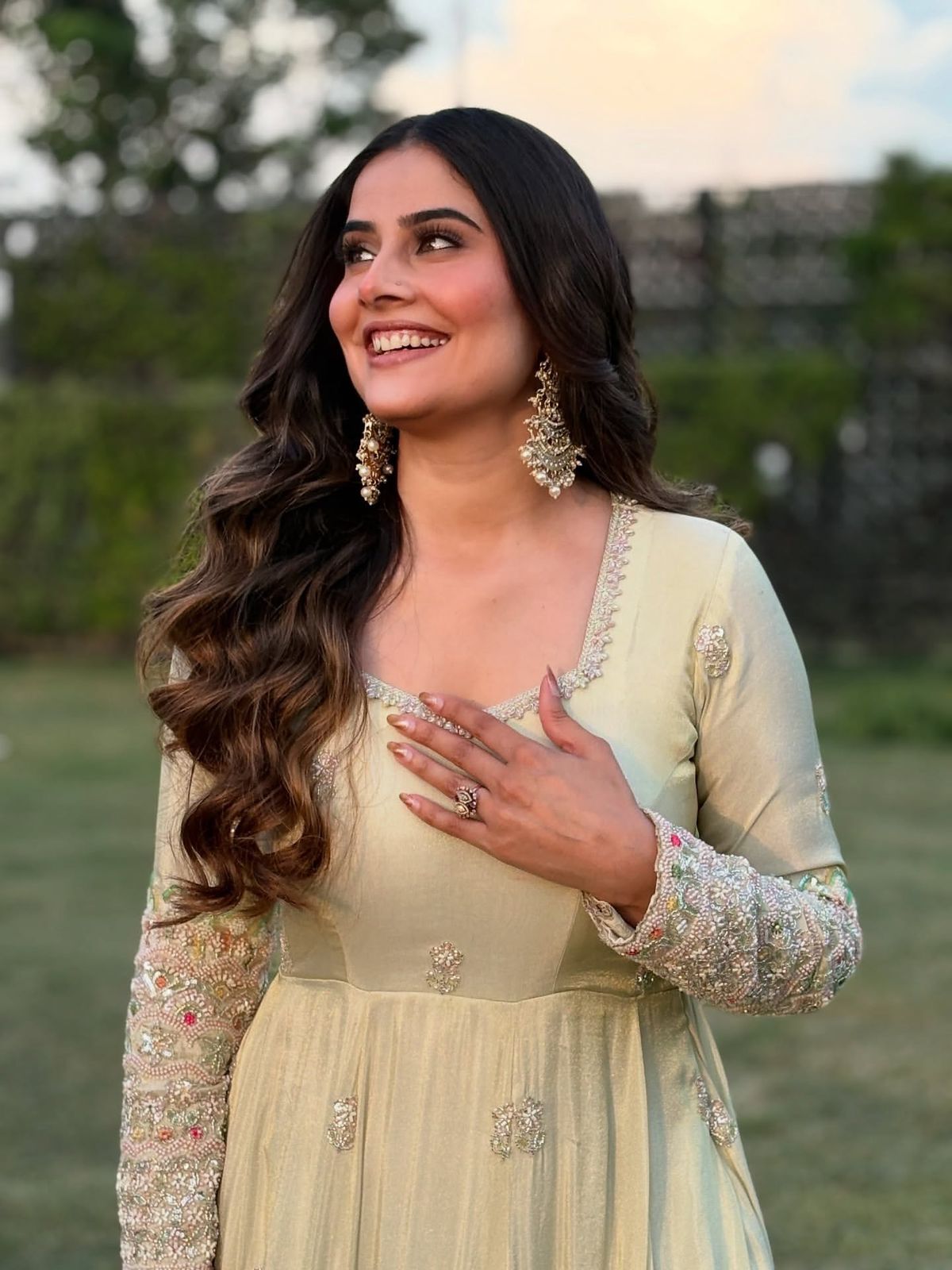 Premium Heavy Georgette Embroidered Gown Set with Pant & Dupatta