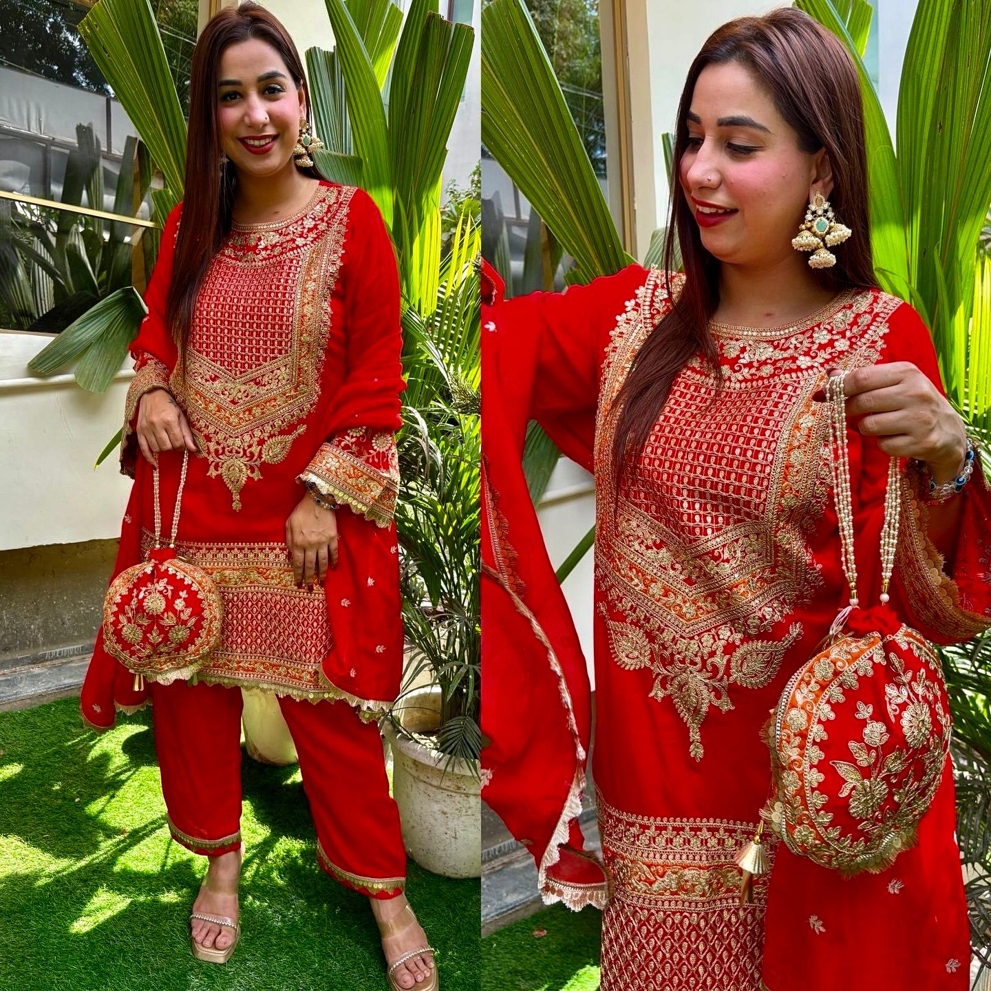 Premium Faux Georgette Embroidered Suit with Pant & Dupatta