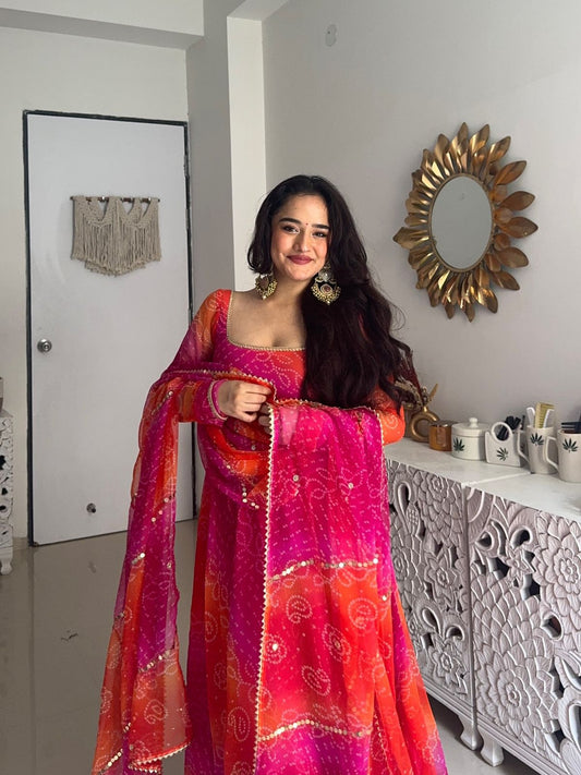 Chinon Sharara Suit with Real Mirror Work, Dupatta & Top | Fully Stitched & Ready to Wear